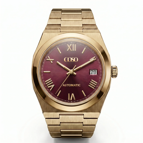 COSO Tolaris Red Rose automatic watch with stainless steel case and sapphire crystal