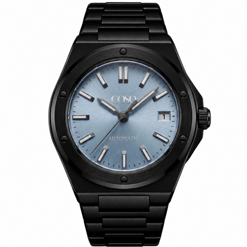 COSO Valtor Sky Black Steel automatic watch with stainless steel case and sapphire crystal
