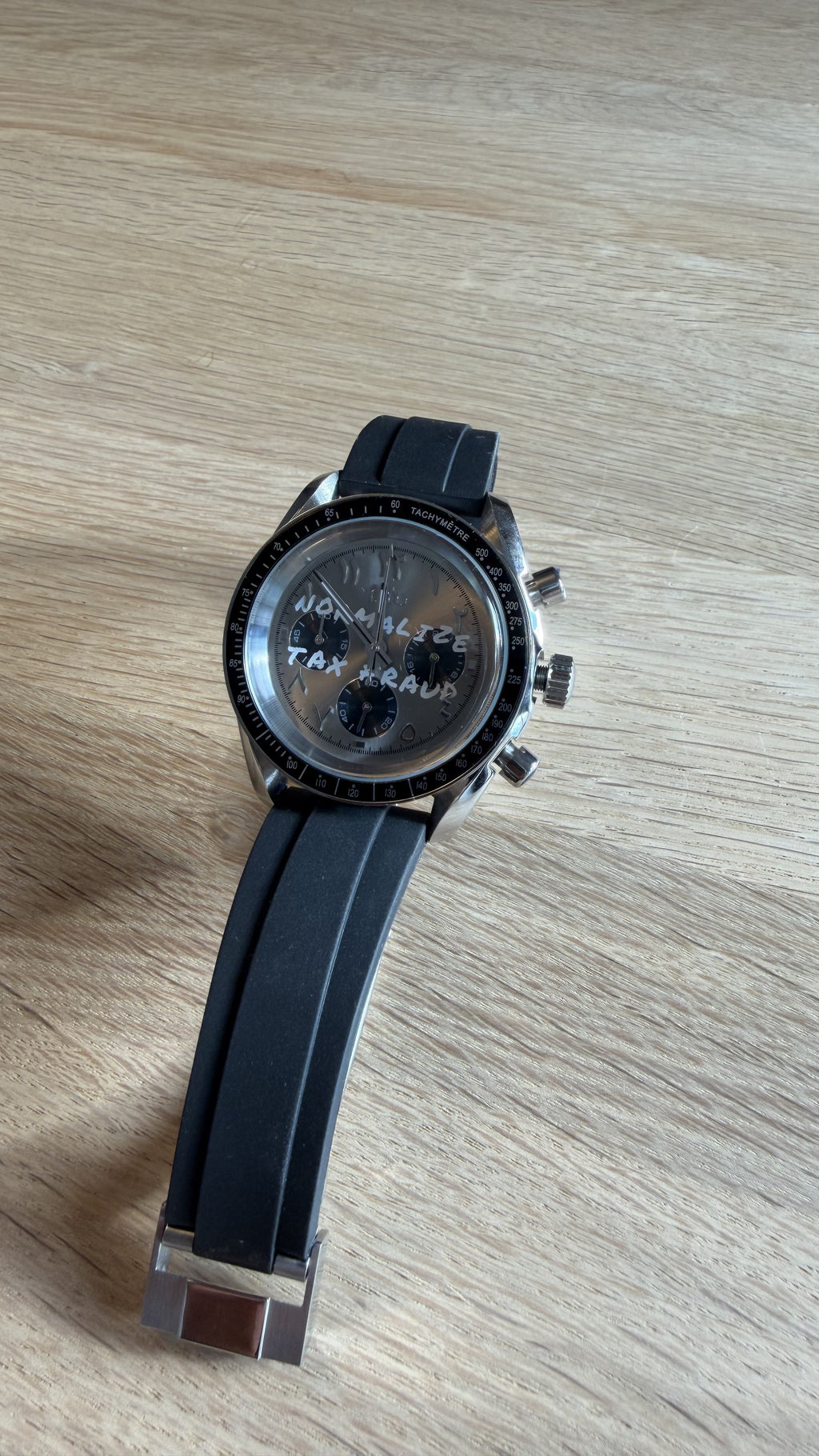 NORMALIZE TAX FRAUD Steel Chronograph watch